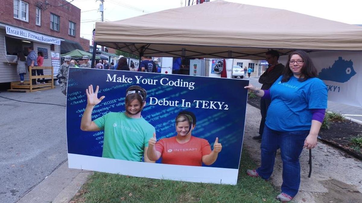 TechHire Eastern Kentucky casts a wide net for its applicants, trying to ensure a diverse applicant pool, at regional events. At right is TEKY student Crystal Adkins of Pikeville.