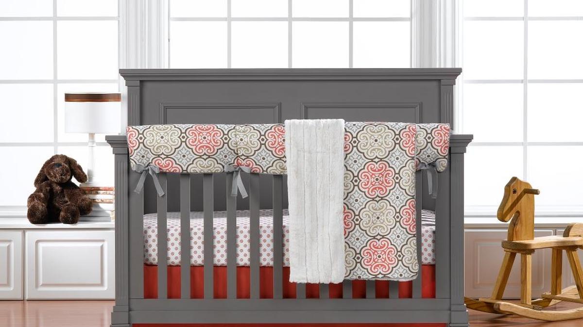 The Garden Gate patterned bedding by Liz and Roo features a medallion design. The bedding company is expanding its production to Carlisle.