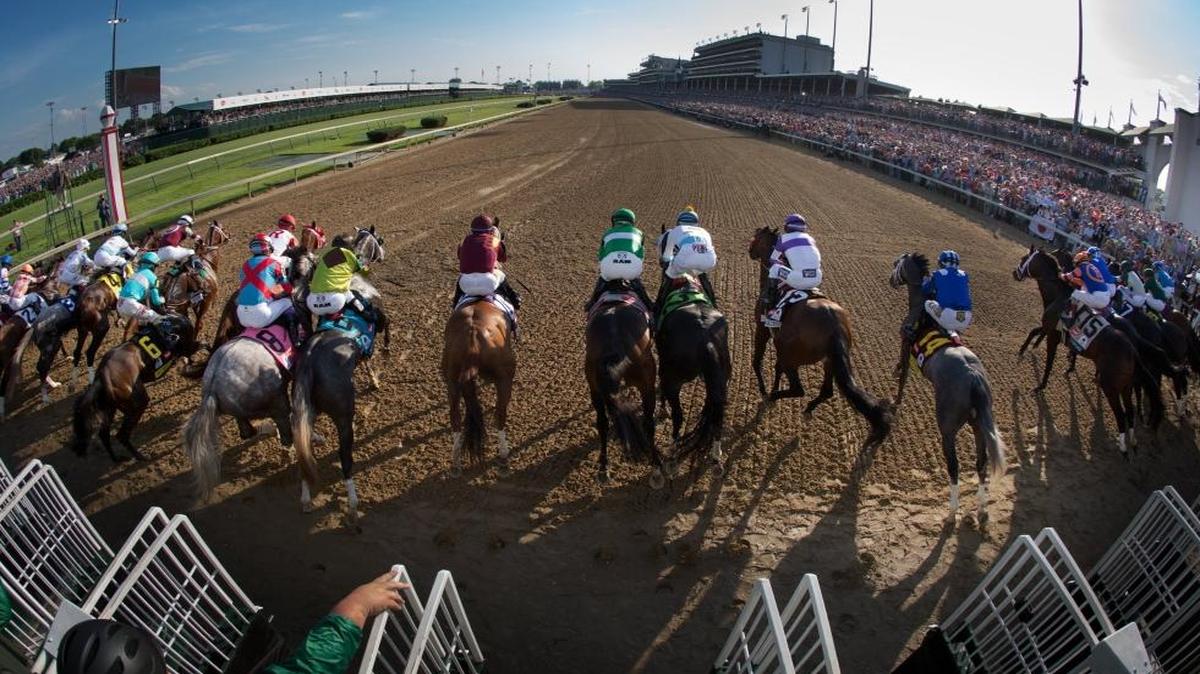 The American Association of Equine Practitioners on Tuesday released a statement opposing the “Horseracing Integrity Act,” which would place the regulation of horse racing’s drug rules under federal jurisdiction. This photo shows the 20-horse field at the 142nd running of the Kentucky Derby on Saturday, May 6.