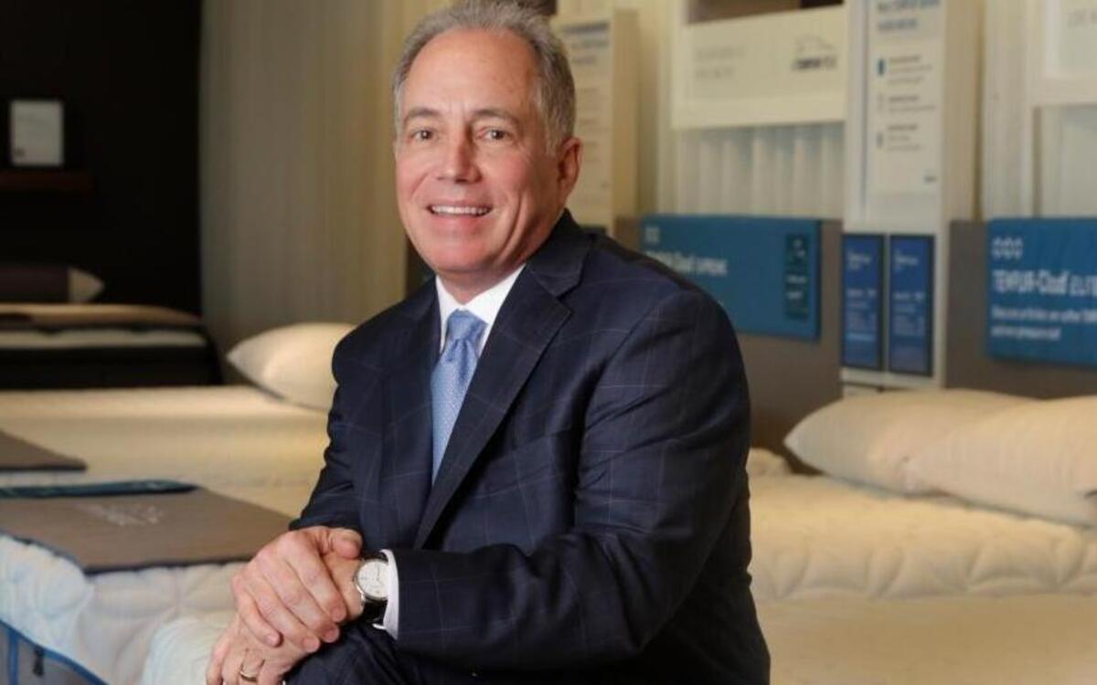 Tempur Sealy CEO Scott Thompson in the showroom at company headquarters in Lexington in August.