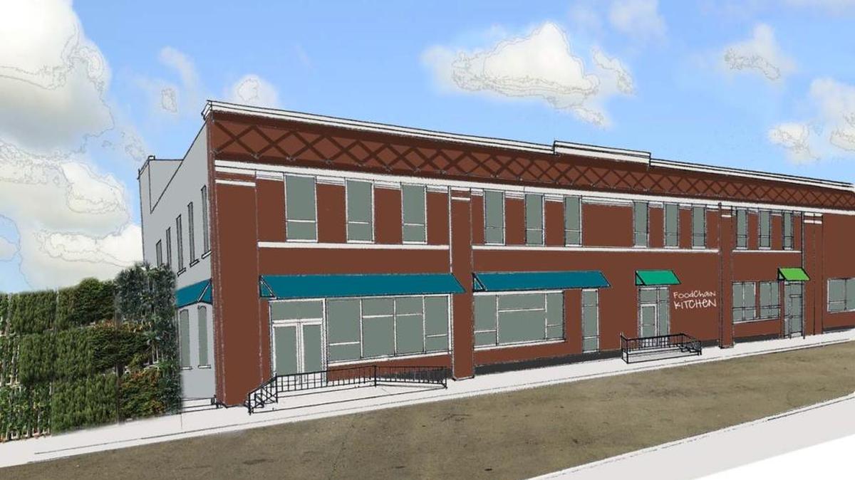 A rendering of the FoodChain Kitchen, which will be part of the Bread Box building that houses West Sixth Brewery, 501 W. Sixth St.