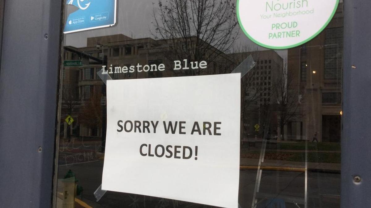 Limestone Blue, a sandwich shop at 133 Limestone across from the courthouses, closed this week.