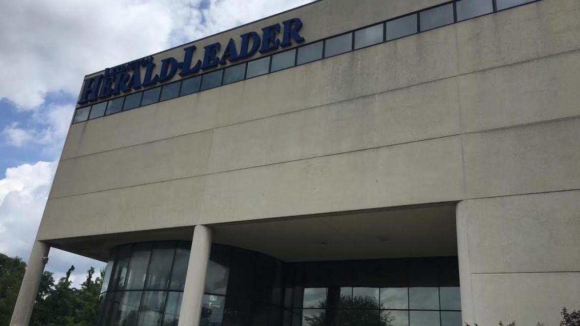 The Herald-Leader building at Main Street and Midland Avenue.