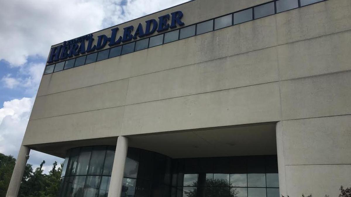 The Herald-Leader building at Main Street and Midland Avenue.