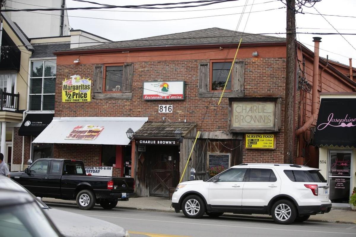Charlie Brown’s bar, on the right, is on the ground floor on Euclid.