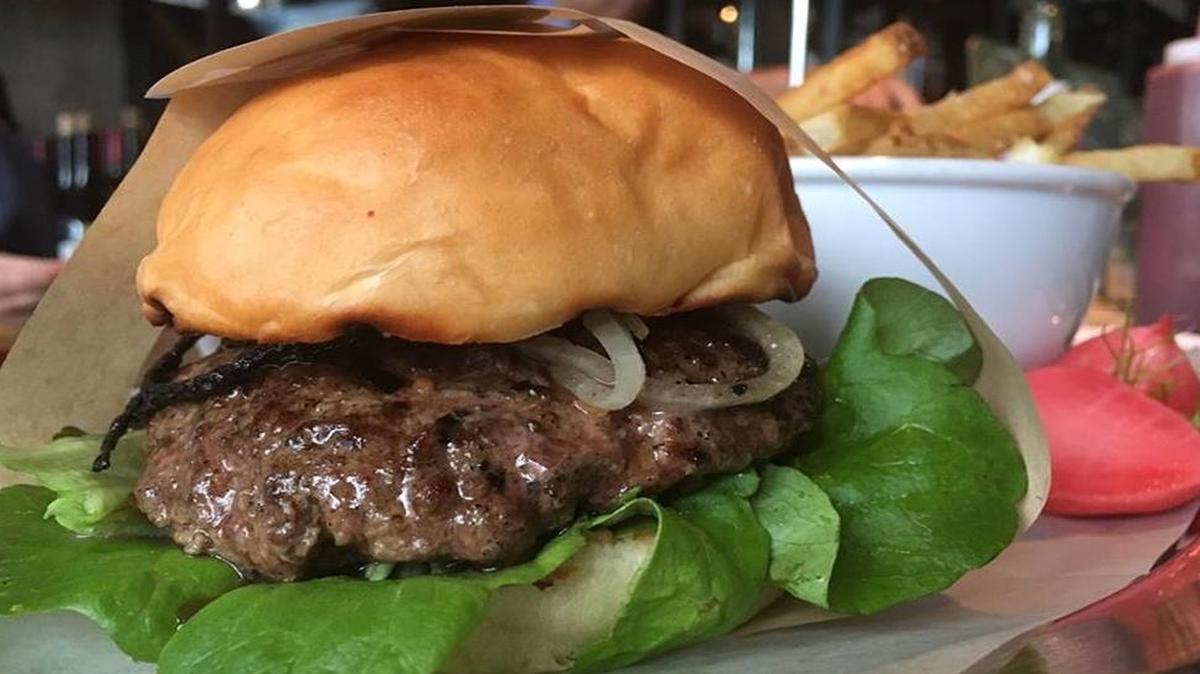 A burger at Real Hamburger & Bar at 310 West Short Street.