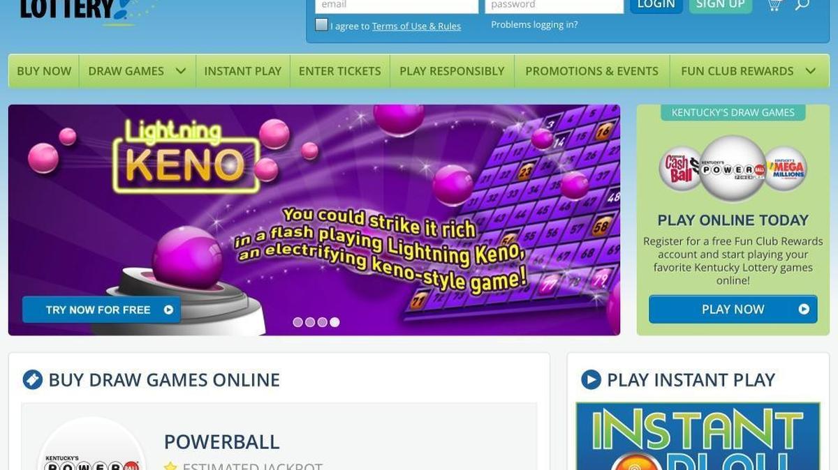 The landing page for Kentucky Lottery online games.
