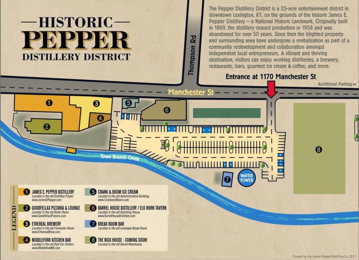 A map of the Pepper distillery campus.