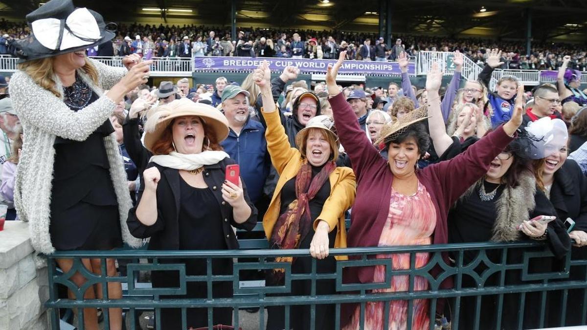 Races fans and tourists celebrated after American Pharoah won the Breeders Cup Classic at Keeneland Race Course. VisitLEX credits the race with helping to increase tourism in 2015. Photo by Ron Garrison Staff