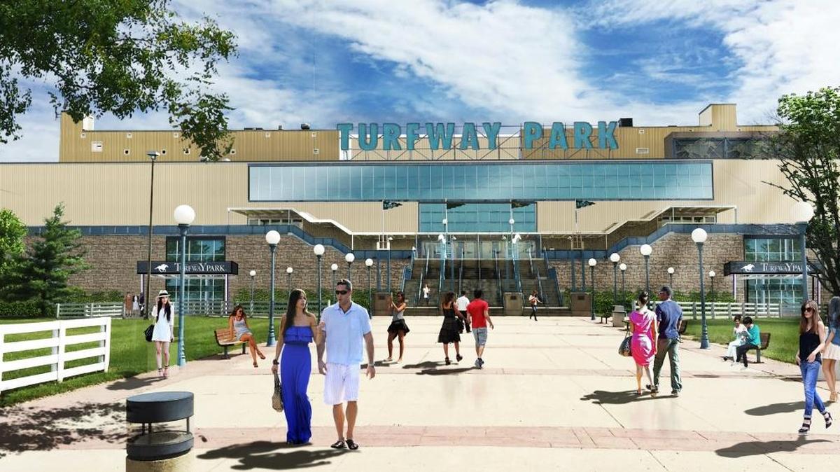 This rendering shows how Turfway Park plans to renovate to include at least 250 historical wagering machines in its grandstand.