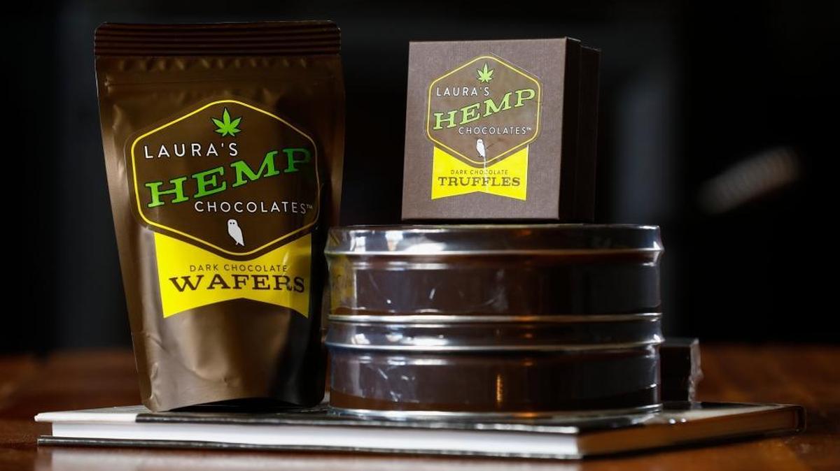 Laura’s Hemp Chocolates products including dark chocolate wafers, dark chocolate bark and dark chocolate truffles. They are for sale in Kroger regionally and online at Laurasmercantile.com.