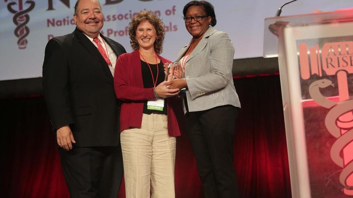 Connie Payne, center, who headed specialty courts for the state court system, posed with National Association of Drug Court Professional’s Carolyn Hardin, right, and outgoing NADCP Board Chairman Judge Ruben Reyes after being inducted into the NADCP Hall of Fame on July 12 in Washington.