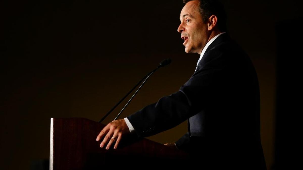 as Matt Bevin won the election for Governor of Kentucky at the Galt House in Louisville , Ky. on Tuesday November 3, 2015. Photo by Mark Cornelison | Staff