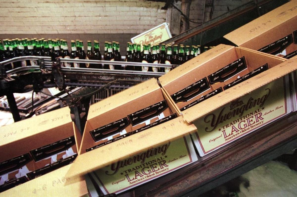Bottles of Yuengling beer being packaged at Yuengling & Sons brewery in July 2001, in Pottsville, Pa. The Yuengling family began making beer at the brewery in 1831.
