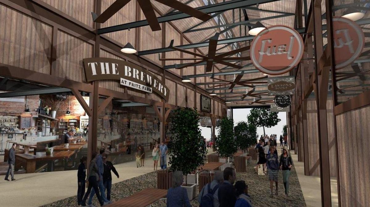 A rendering of the food hall coming to The Summit at Fritz Farm, which is scheduled to open in March 2017. Representatives of Bayer Properties said they are in discussions with a craft beer brewery and other potential local purveyors.