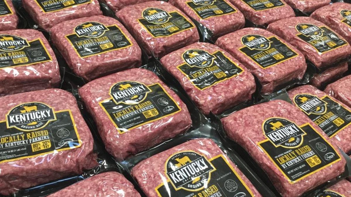 Kentucky Cattlemen’s hamburger – in one-pound bricks and in two-pound containers of four pre-made patties – is available in 85 Kroger stores across the state.