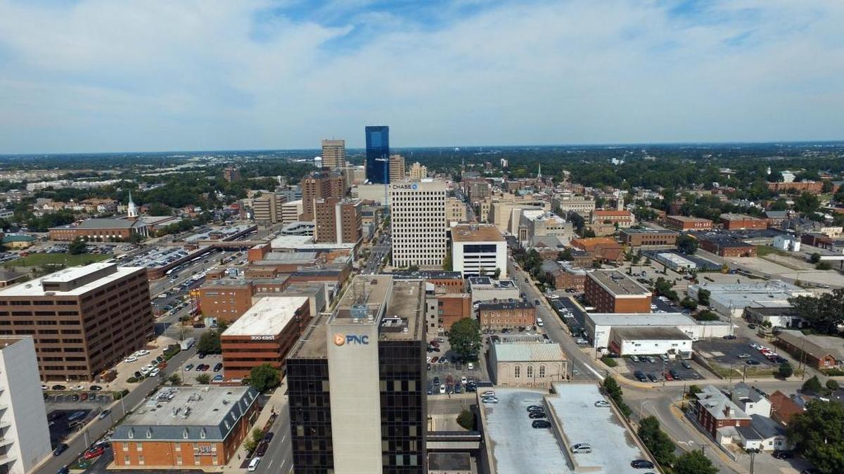 Aerial photo of downtown Lexington.