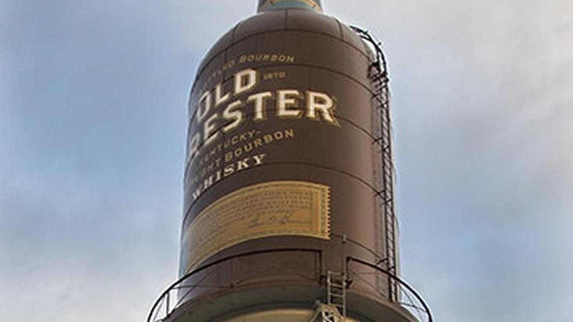 The water tower atop the Brown-Forman distillery in Louisville.