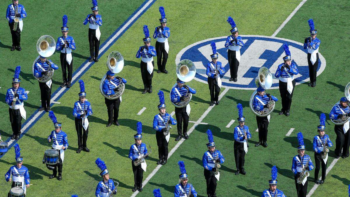 The University of Kentucky marching band plays before a football game at Kroger Field against Youngstown St. in Lexington, Ky., Saturday, Sept. 17, 2022.