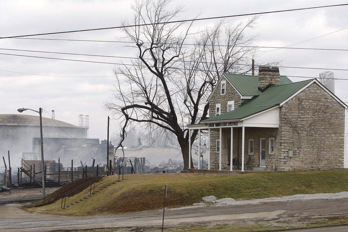 Bluegrass Stockyard’s office, called McConnell House, was untouched following a massive fire on January 31, 2016.