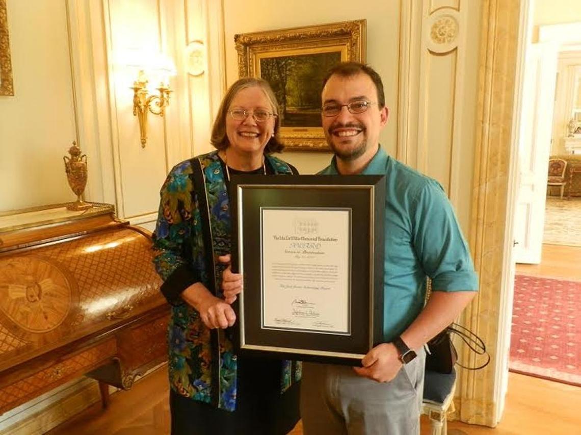 The Jack Jouett House was honored at the 38th annual Ida Lee Willis Memorial Foundation Historic Preservation Awards with a Service to Preservation Award. Pictured are former Jack Jouett House executive director Janice Clark and archaeology project director Nick Laracuente.