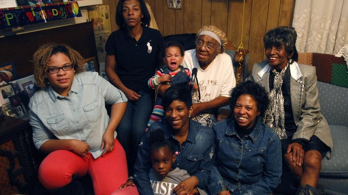 Six generations were present for Fannie Kendrick’s 94th birthday and family reunion at Kendrick’s home in Lexington Friday, Jan. 1, 2016. Pictured are: Tyesha Monger, left, Natasha Williams, Fannie Kendrick holding great great granddaughter Ty’Leah Williams, 1, Roniesha Williams holding Ke’Niyah Williams, 4, Veronica Williams and Fannie's daughter Mary Higgins.