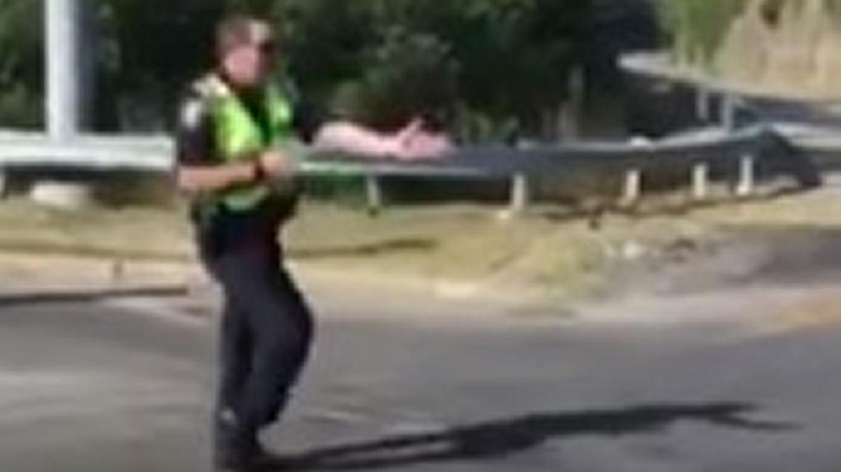 Officer B.J. Blank directed traffic.