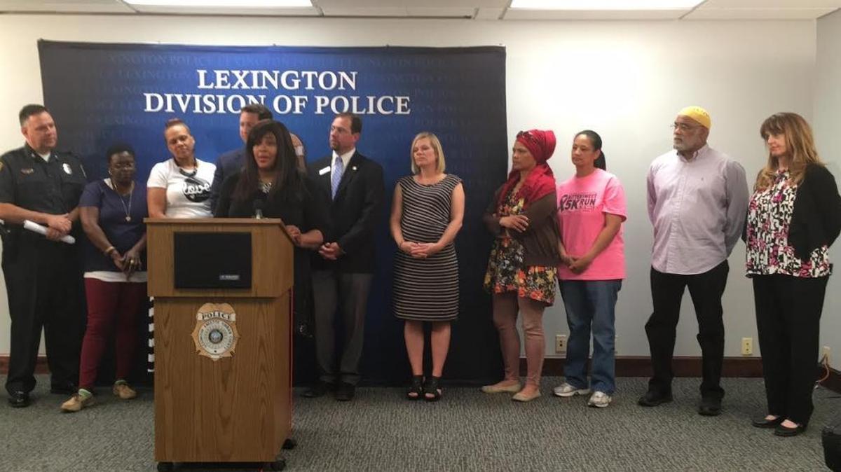 Anita Franklin urged the community to report crime tips to Lexington Police at a news conference Thursday. Her son’s shooting death was solved via anonymous tip.
