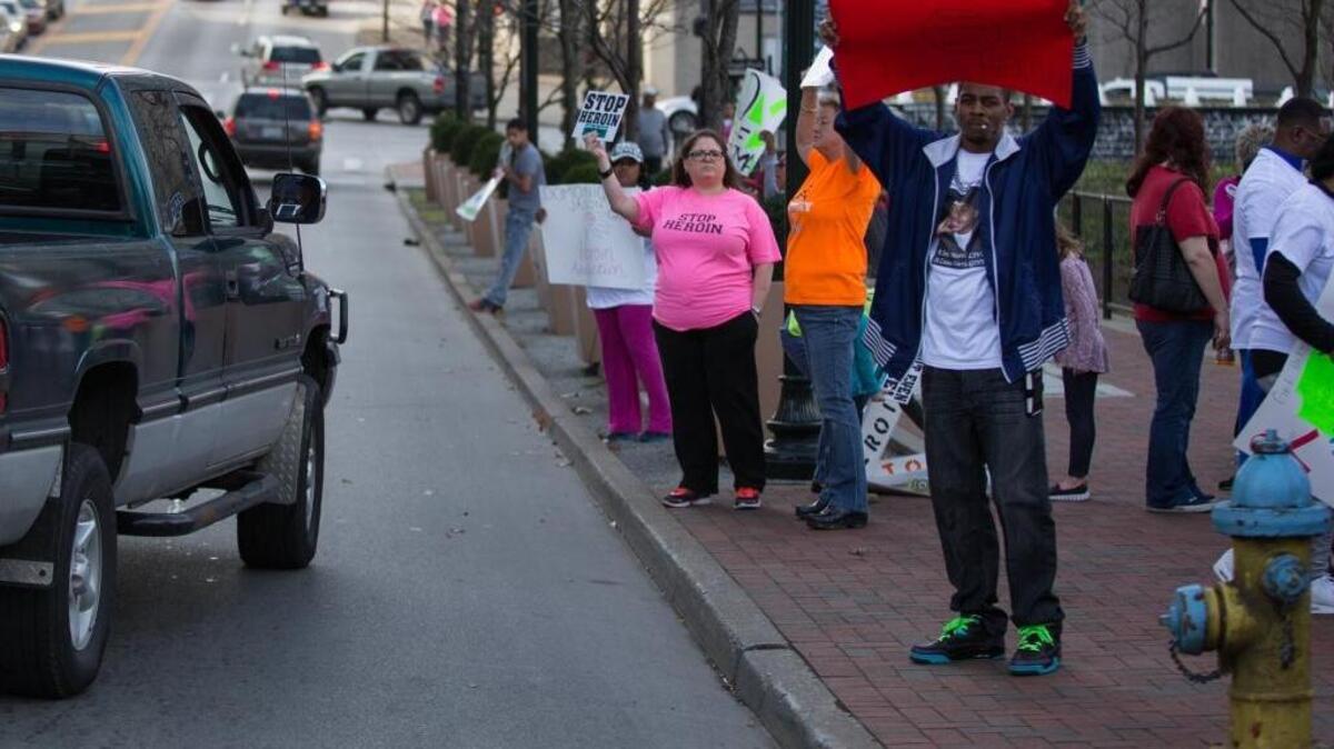 David Greene held a heroin awareness march in honor of his son Domonique on Dec. 12, 2015, in Lexington.