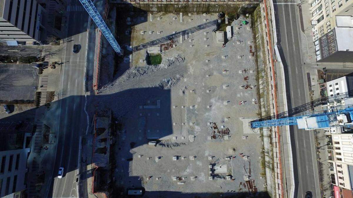 Aerial photo taken earlier this year of the Centrepointe site in downtown Lexington.