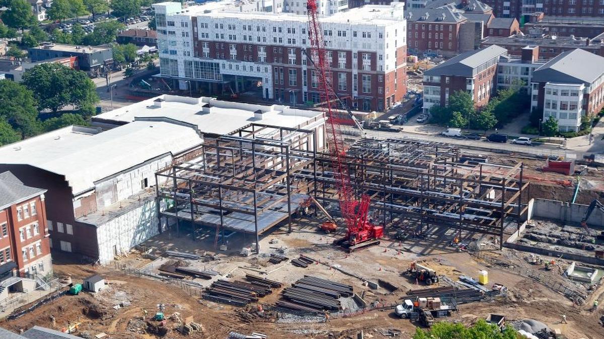 Construction work continued Wednesday, May 11, 2016, on the University of Kentucky student Center renovation and expansion project on Avenue of Champions in Lexington.
