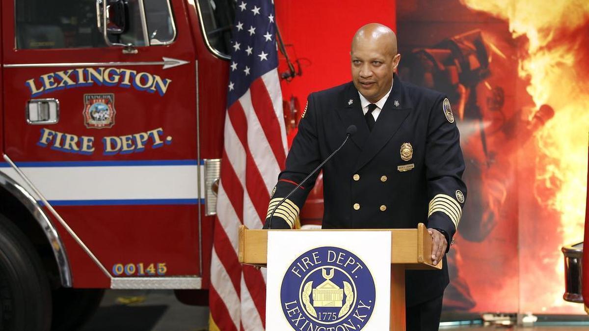 In this June 2012 file photo, new Fire Chief Keith Jackson spoke during a ceremony held at the Lexington Division of Fire Training Center on Old Frankfort Pike.