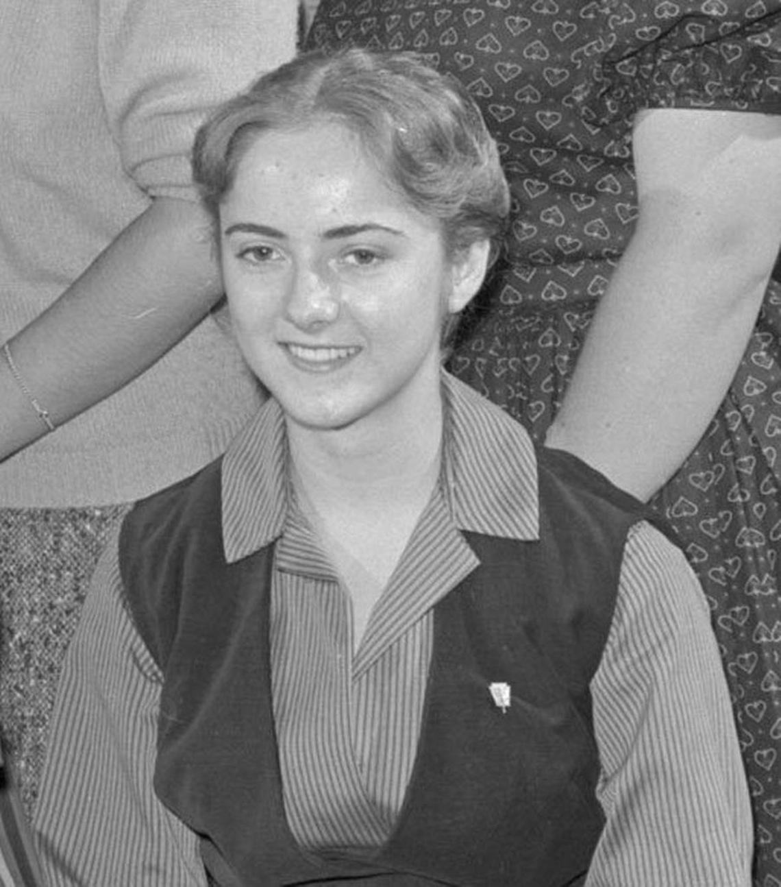 Betty Gail Brown, then a Lafayette High School student, during initiation of new National Honor Society members in November 1959.