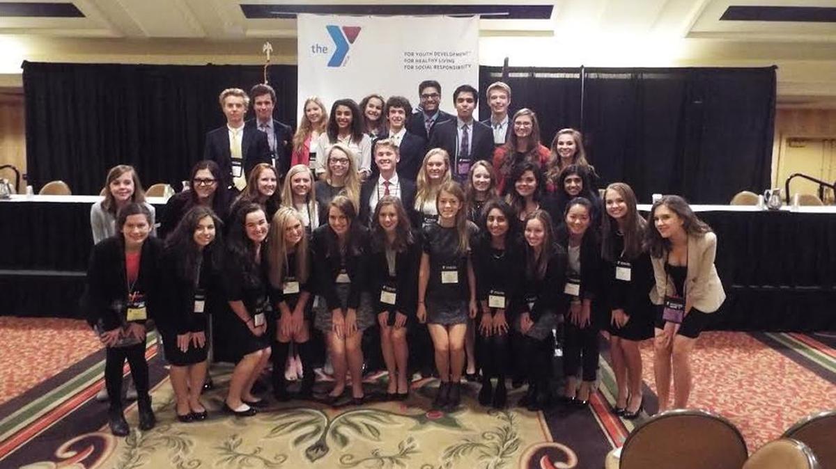 These Sayre School students participated in the 2015 Kentucky Youth Assembly. Front row, from left, Missy Hill, Sara Tahanasab, Lora Stone, Caroline Madden, Karina Pezzi, Sam Perez, Kate Christensen, Anjali Shankar, Isabel Manella, Cassidy Hook, Ellie Webb and Caroline Coles. Second row, from left, Madeleine Bruelheide, Taylor Redmon, Claire Coles, Caroline Keating, Lauren Shepherd, Spencer Stewart, Lucie Allen, Halle Cline, Ellie Elliot and Karuna Lakhiani. Third row, from left, Hunter Rice, Basil McCoy, Jesse Klus, Emma Bilberry, Olivia Fishback, Brian Craven, Mustafa Akhtar, Mohsin Akhtar, Mitchell Barber, Isabel Pergande and Marielena Villaran. Not pictured: Clay Barnett, Tia Carr, Greg Kimmerer, Will Kimmerer, Sarah Leonardis and Josh Simpson.