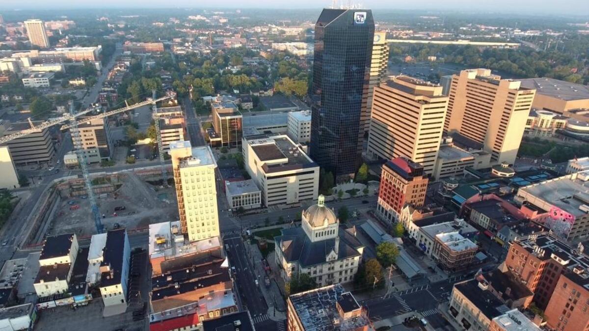 An aerial view of downtown Lexington.