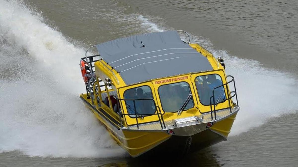Rockin’ Thunder, a 35-foot covered jet boat, is the first commercial passenger vessel built to run between Frankfort and the Ohio River in more than 100 years.