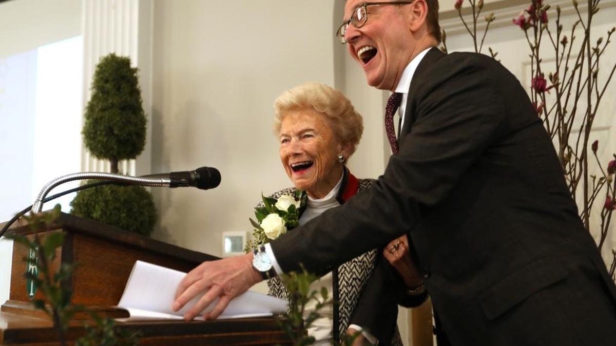 Lexington Mayor Jim Gray presented former vice mayor Isabel Yates with the Community Champion Award on Thursday during the America In Bloom community breakfast in 2017.