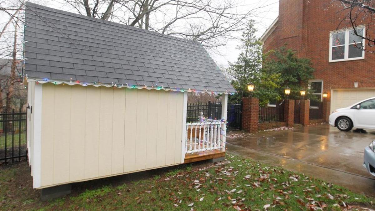 The playhouse installed in the Andover Forest subdivision by the Veloudis family for their then-3-year-old son was photographed in December 2011. The Andover Forest Homeowners Association said it violated their bylaws. A federal lawsuit accusing the association of discrimination has been dismissed. The family has since moved, and the playhouse is gone.