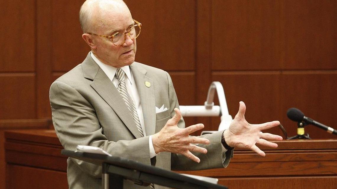 Fayette Commonwealth’s Attorney Ray Larson made his closing argument during the August 2013 sentencing phase of Marty Roe’s trial. Roe was convicted of first-degree murder in the death of Dr. Martha Post. Larson, who has been commonwealth’s attorney since January 1985, announced Thursday that he will retire at the end of September.