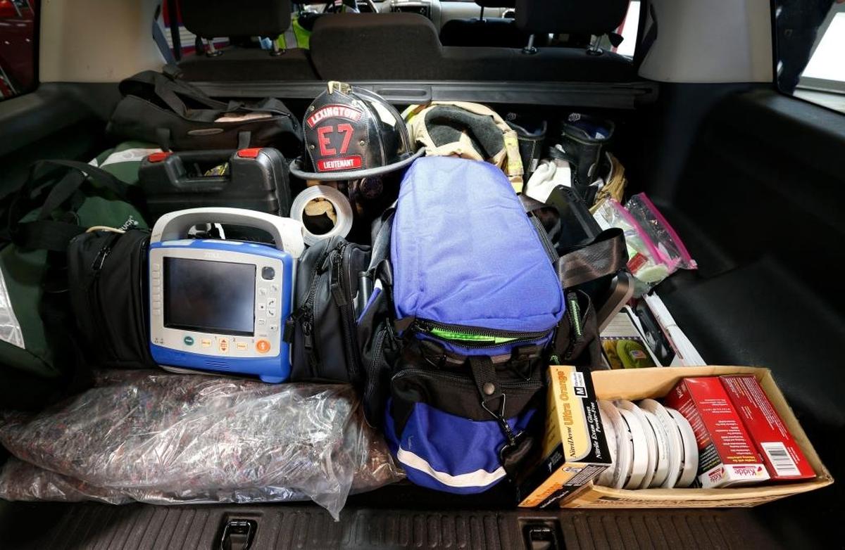 Some the equipment that will be used by the new Lexington Fire Department Community Paramedicine Program was displayed during a news conference Wednesday afternoon at Lexington Fire Station 2 on Eastland Drive.