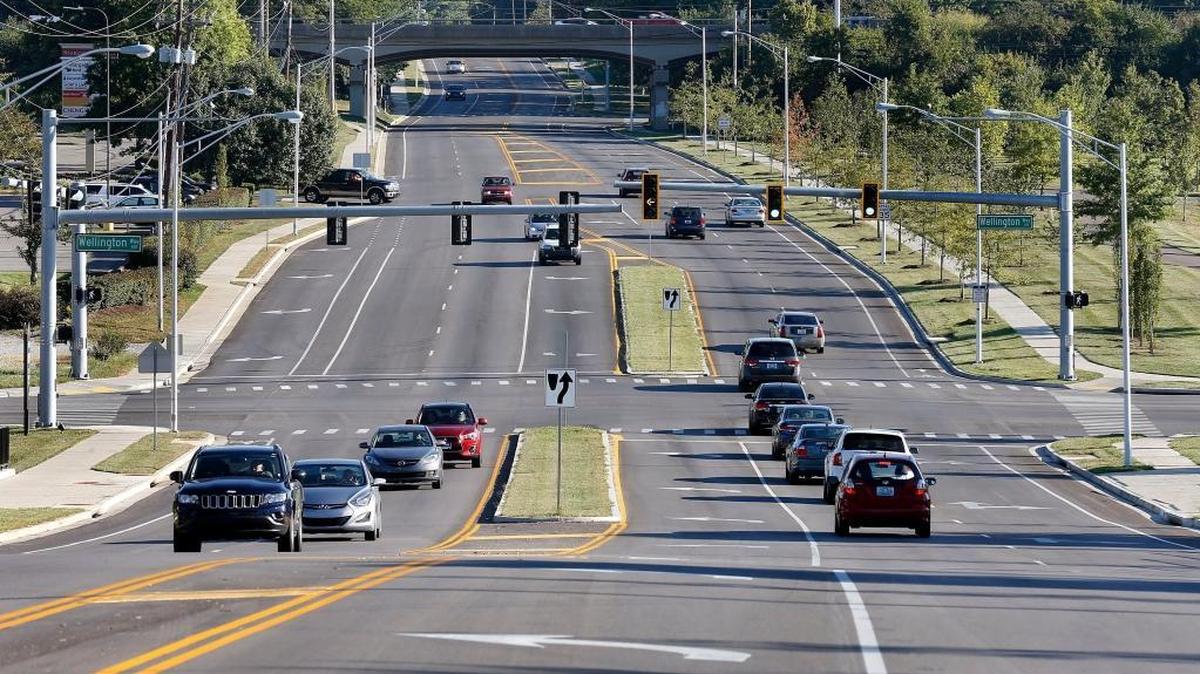 Looking north at the widened and improved Clays Mill Road near New Circle Road in Lexington.
