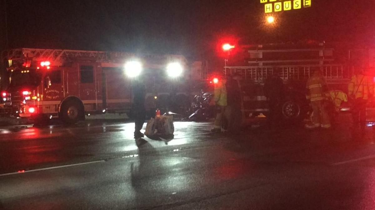 A Lexington fire engine was involved in a crash with an SUV on North Broadway Thursday night.