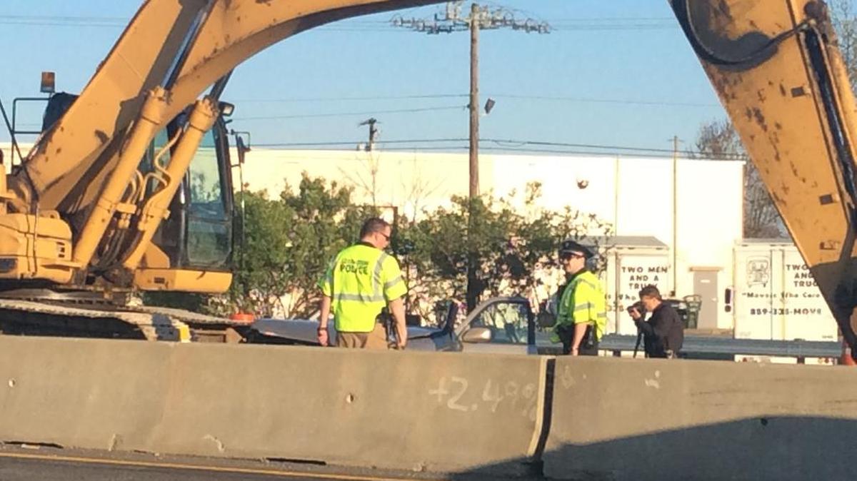 Police investigated a crash on the inner loop of New Circle Road at Old Frankfort Pike on Monday night. A Toyota Camry hit an excavator parked in the median.