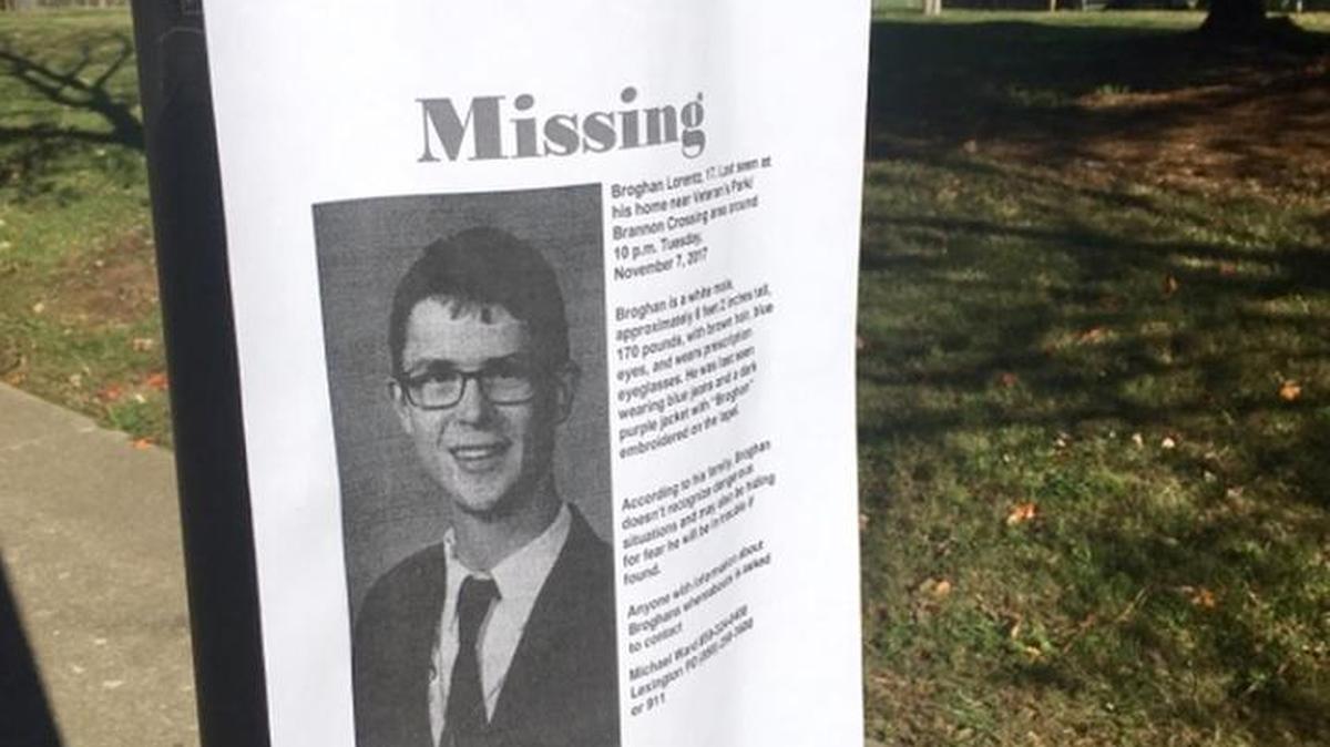 These missing signs have been posted all around the Veterans Park area. Broghan Lorentz has been missing since Wednesday morning.