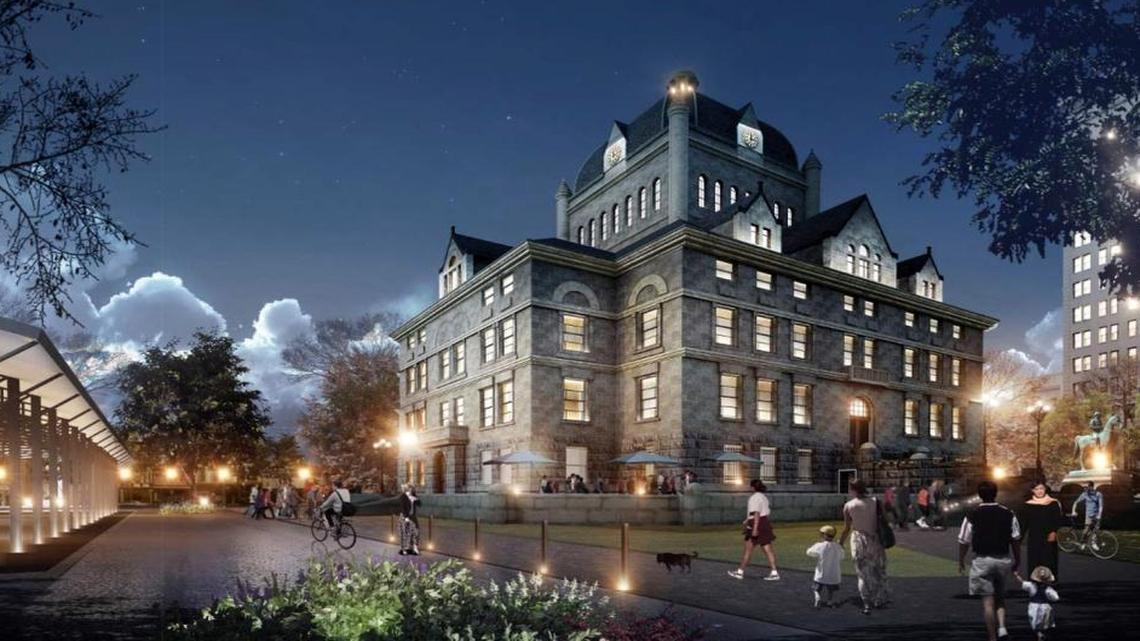 Renderings of the planned renovation of the former Fayette County Courthouse, released Tuesday.