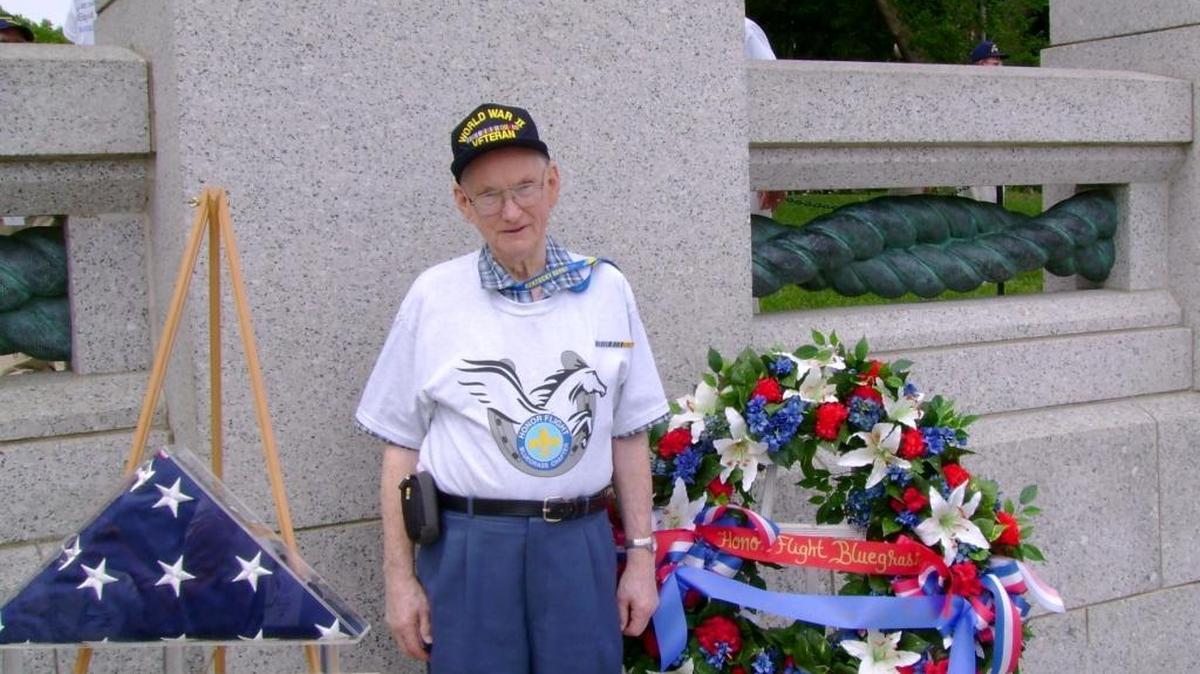 Jim Combs visited the World War II Memorial in Washington, D.C., as part of an Honor Flight of veterans.