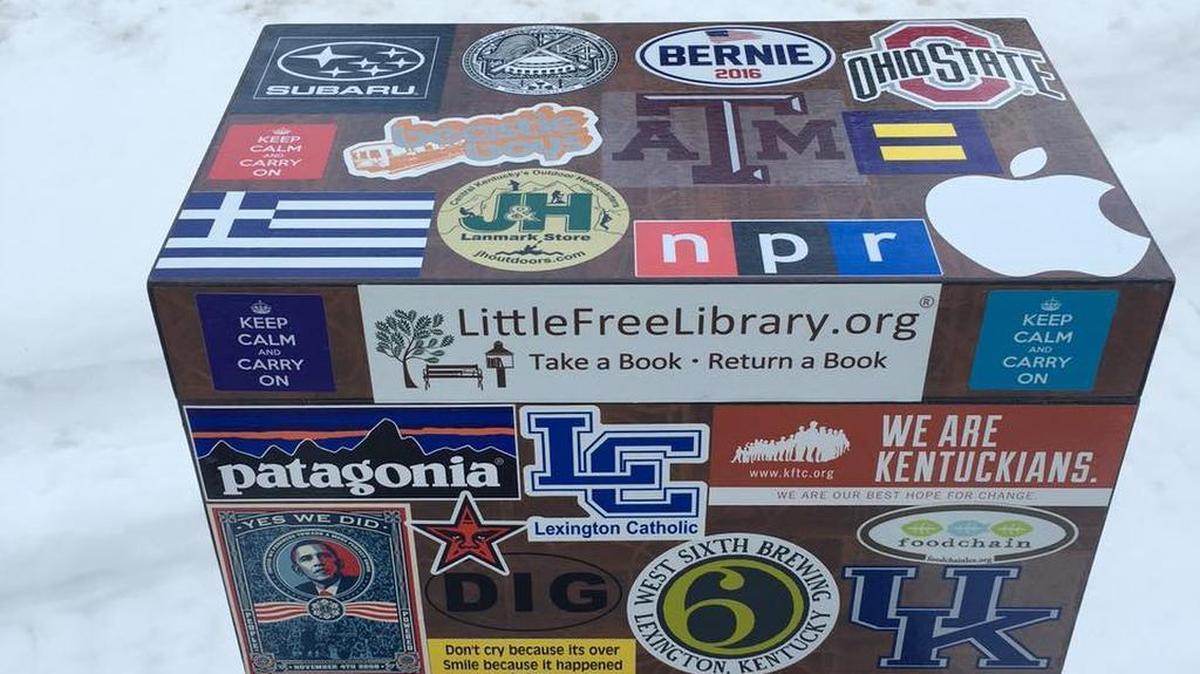 This box of books was taken from in front of Nicole Breazeale’s Lexington home.