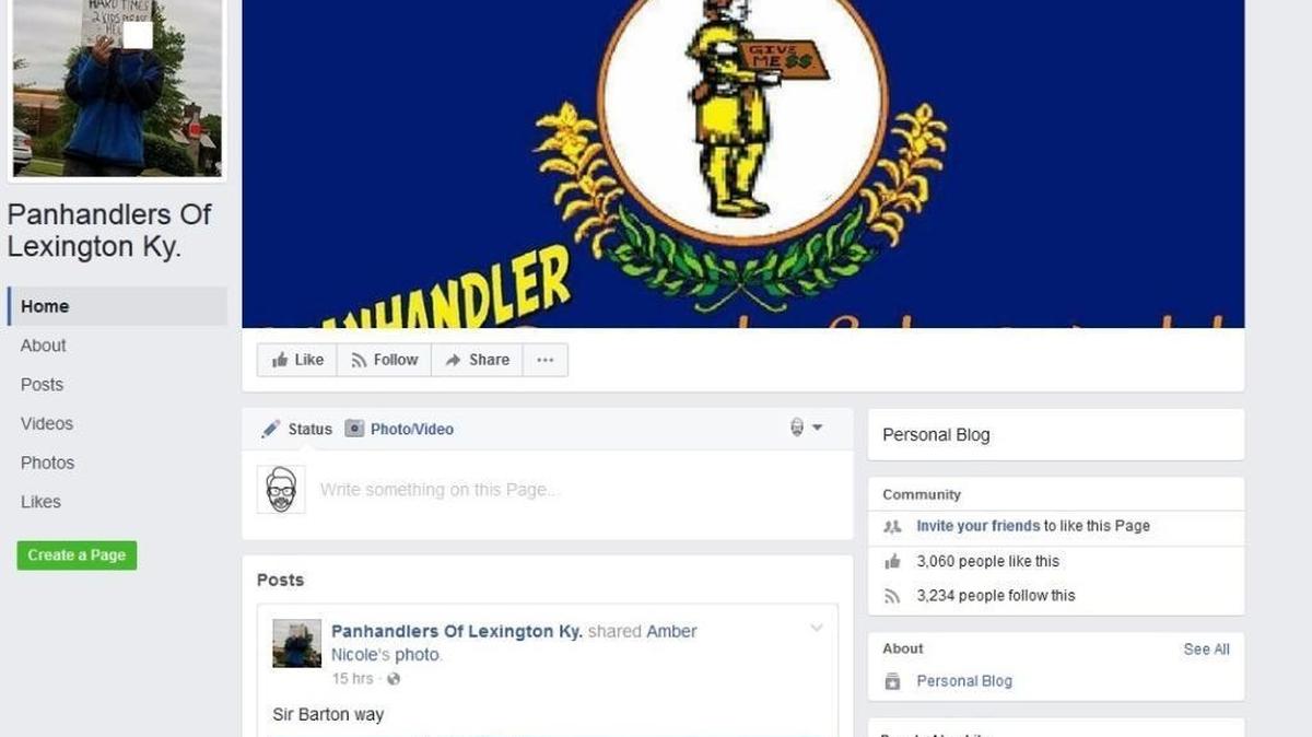 An image from the Facebook page created in opposition to panhandlers.