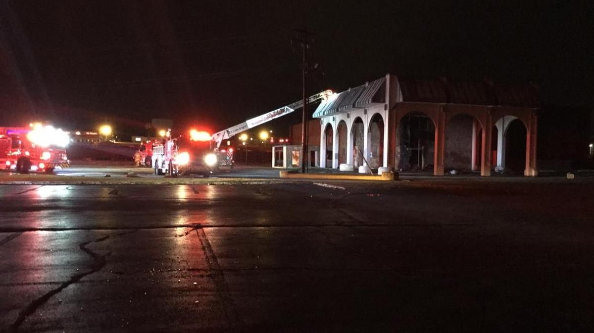 Firefighters worked to douse flames at the old Continental Inn off Eastland Parkway.