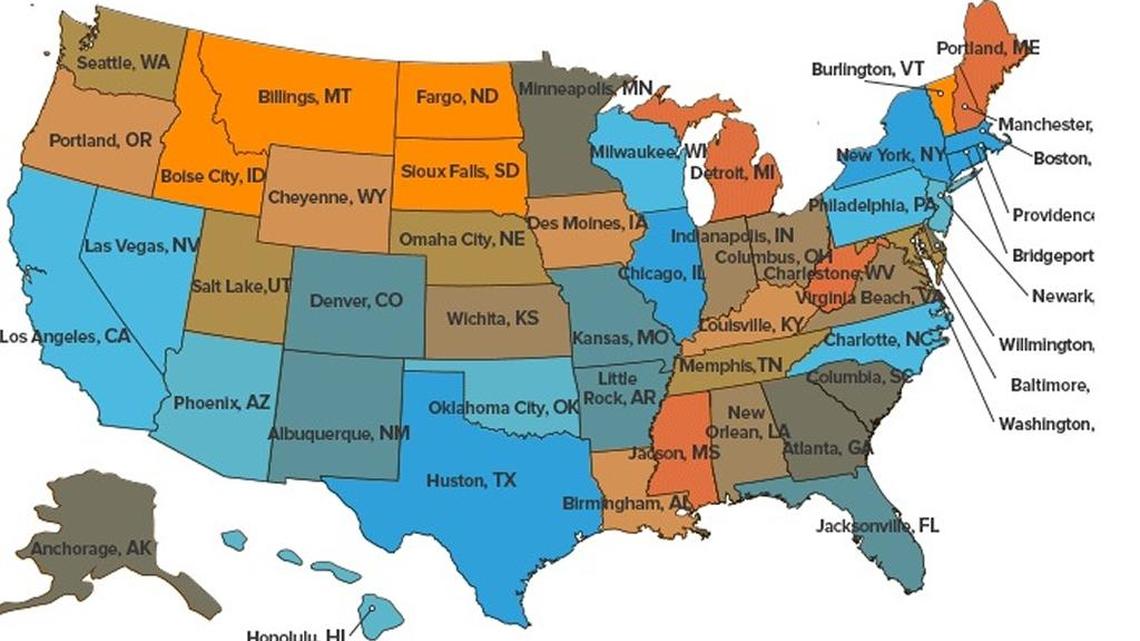 A WalletHub graphic shows the relative cultural diversity of each state’s largest city.